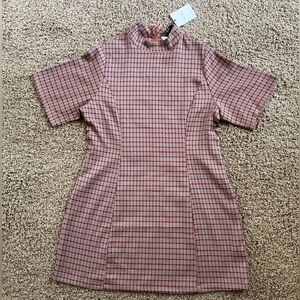 NWT~1960’s Inspired Mod Checked Mini Shift Dress, Mock neck, Women’s XL